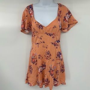 Abound Peach Floral Mini Dress Size Small New with Tag